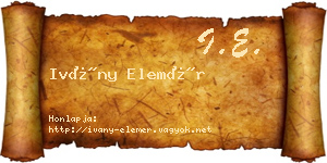 Ivány Elemér névjegykártya